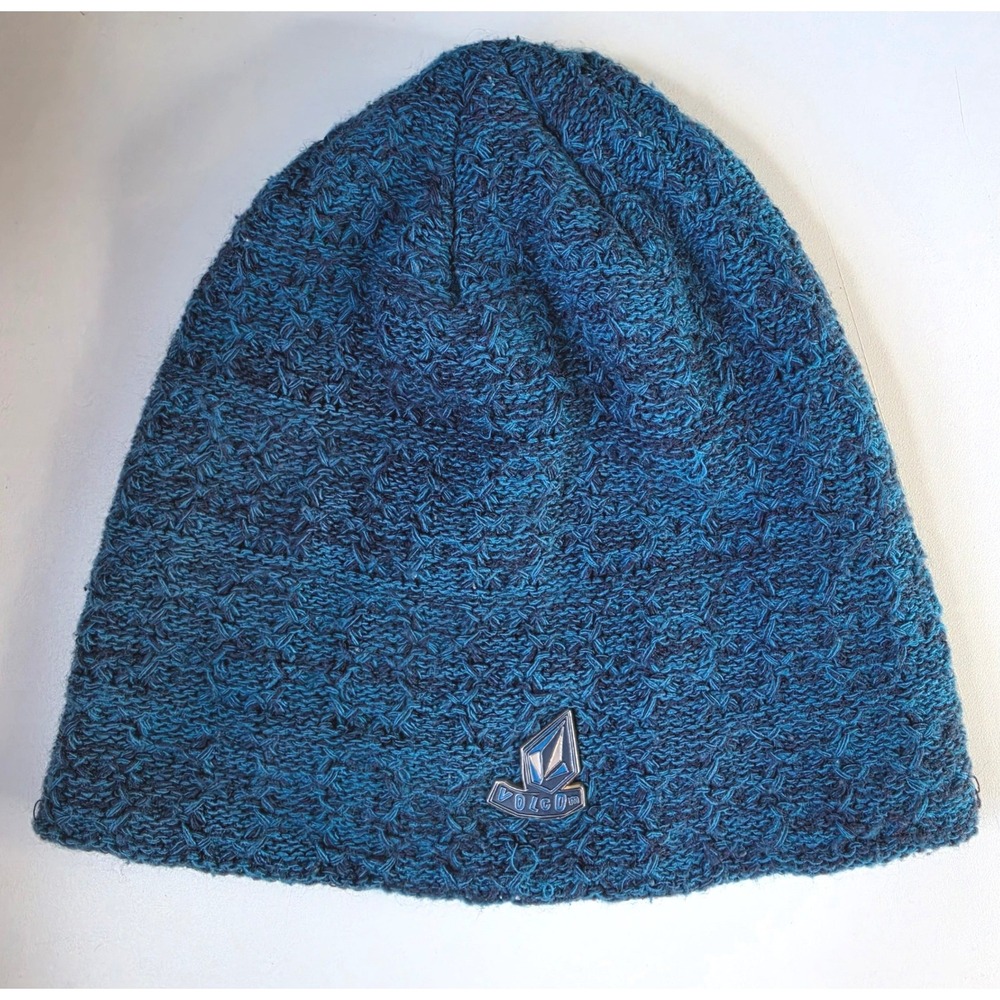 Volcom Skater Gorpcore Knit Beanie Hat OS Blue Textured Winter Streetwear Hat